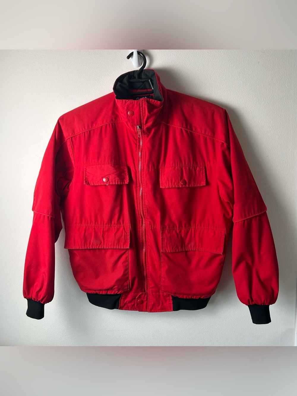 Vintage Tony Lama Bomber Jacket Mens Size Medium Red Zip Outdoors Western READ